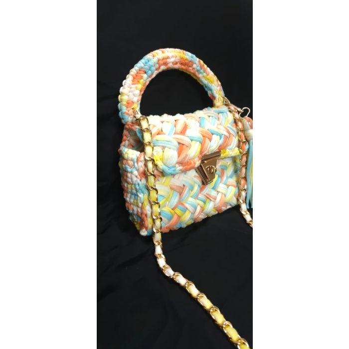 Handmade Crochet Pastel Chain Bag - Small to Medium

